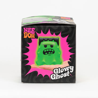 NeeDoh Glowy Ghost, opposite side panel of retail packaging.