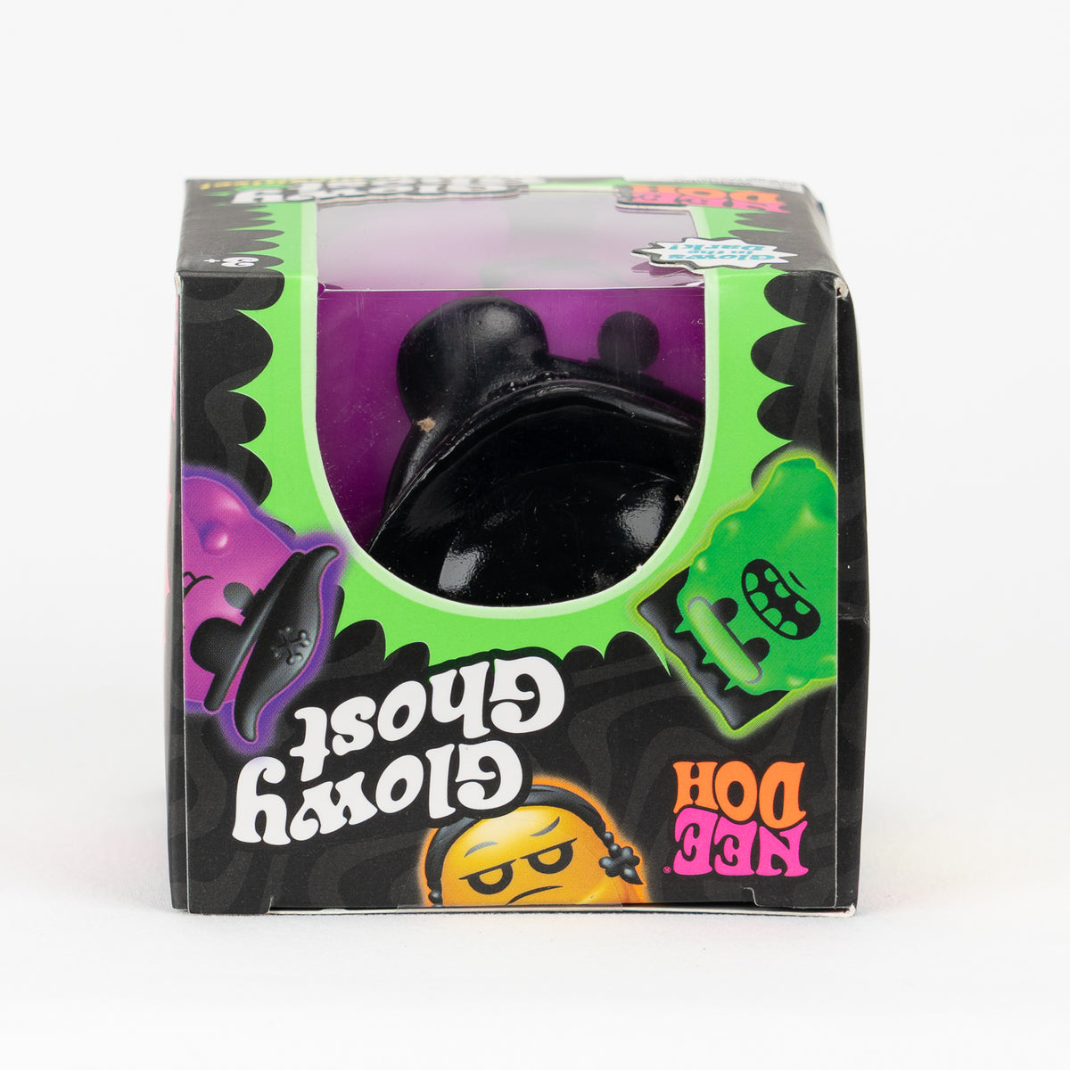 NeeDoh Glowy Ghost, top panel of retail packaging.