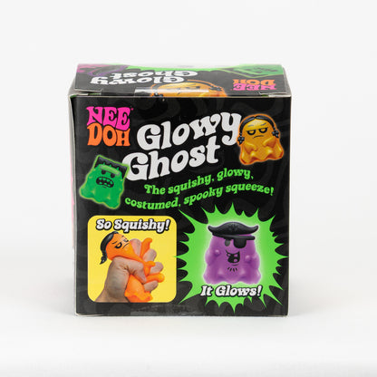 NeeDoh Glowy Ghost, back panel with package artwork.