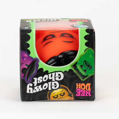NeeDoh Glowy Ghost, top panel of retail packaging.