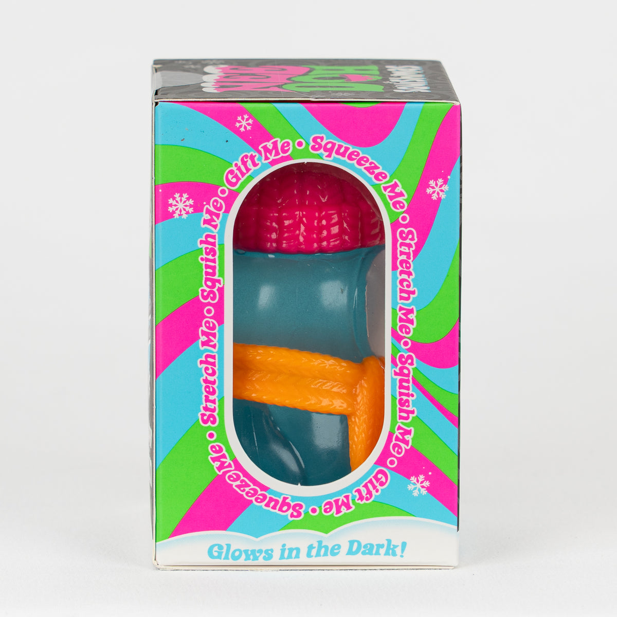 NeeDoh Polar Glow Penguin, side panel of retail packaging.