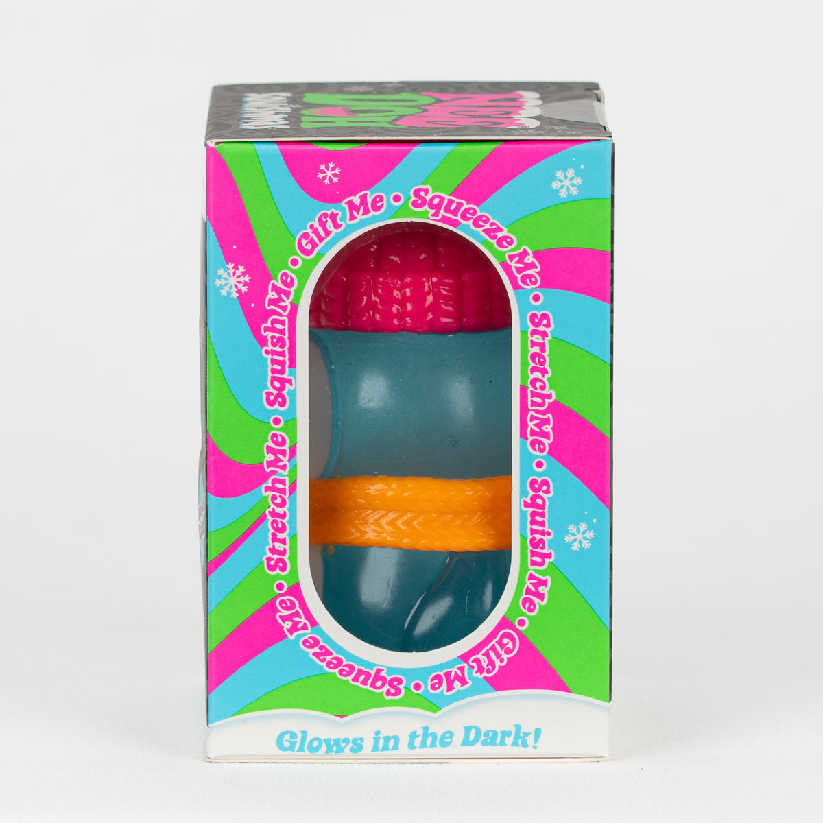 NeeDoh Polar Glow Penguin, opposite side panel of retail packaging.