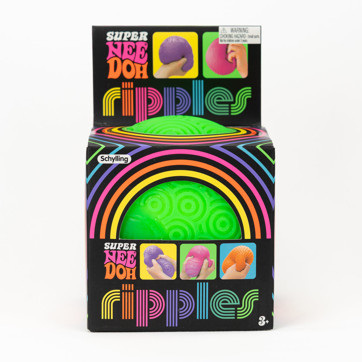 Super NeeDoh Ripples XL - Green — product and retail packaging; assortment example, color/style supplied based on availability