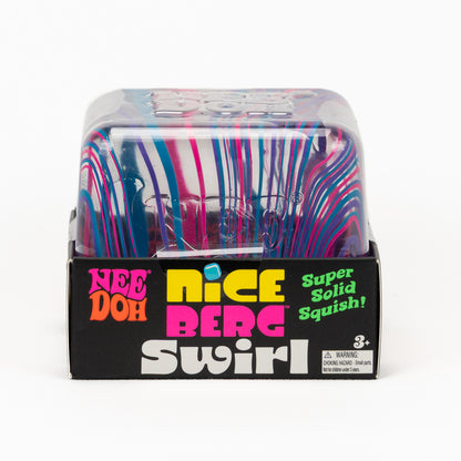 NeeDoh Nice Berg Swirl, opposite side panel of retail packaging.