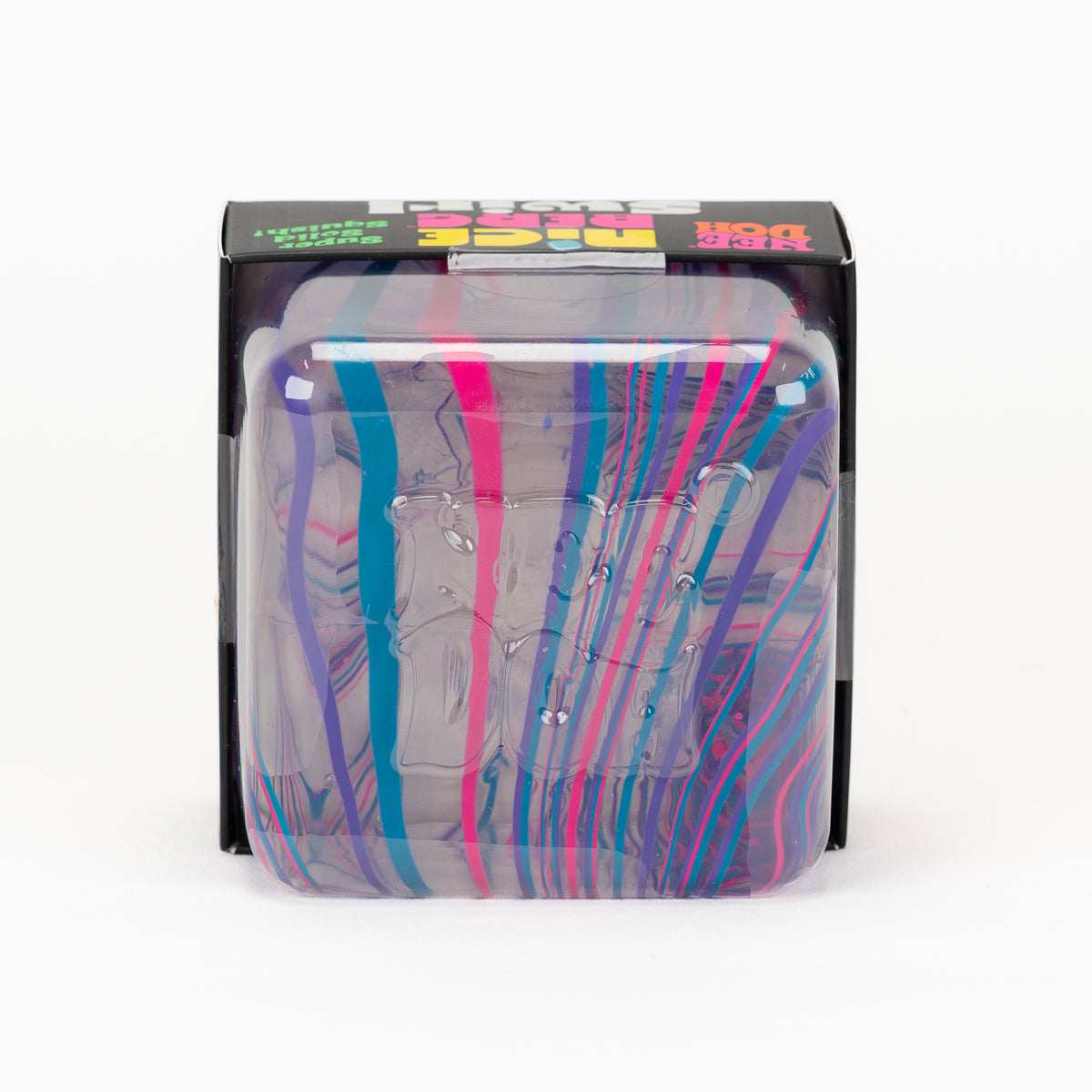 NeeDoh Nice Berg Swirl, top panel of retail packaging.