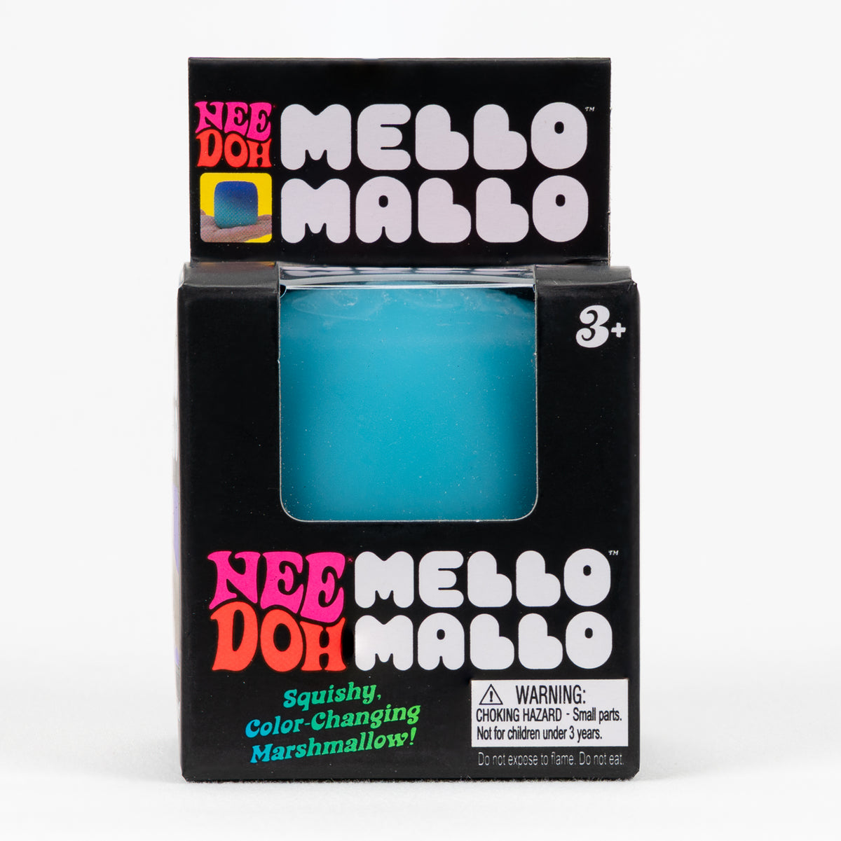NeeDoh Mello Mallo - Blue, front of retail packaging.