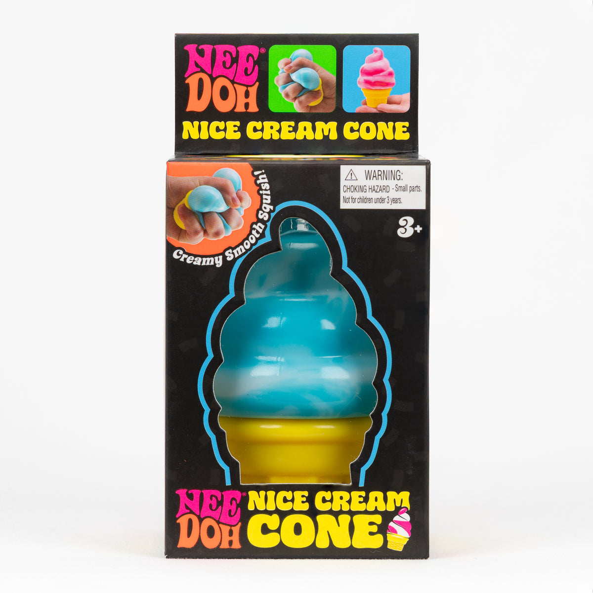 NeeDoh Nice Cream Cone - Blue, front of retail packaging.