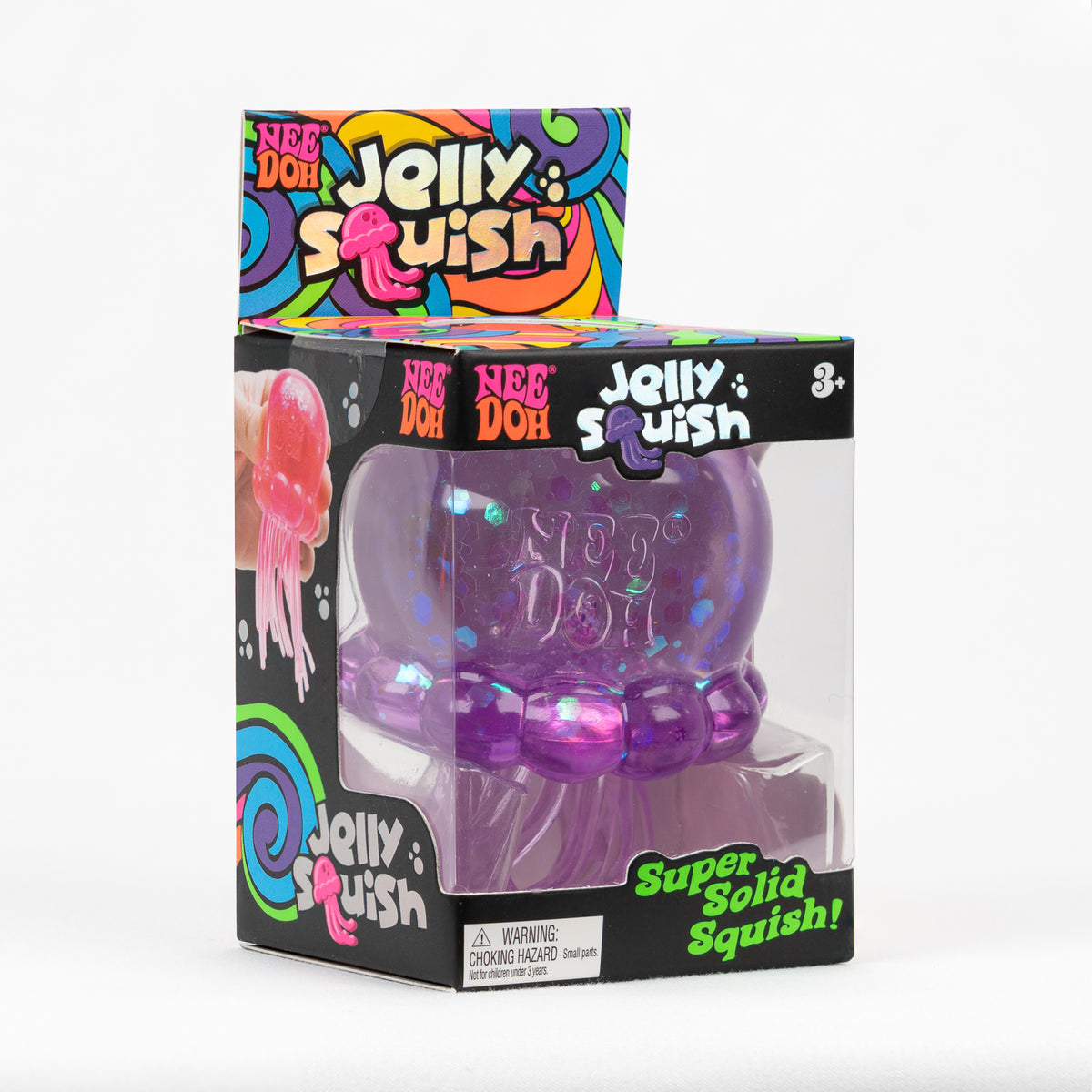 Jelly Squish Jellyfish - Purple — product and retail packaging; assortment example, color/style supplied based on availability