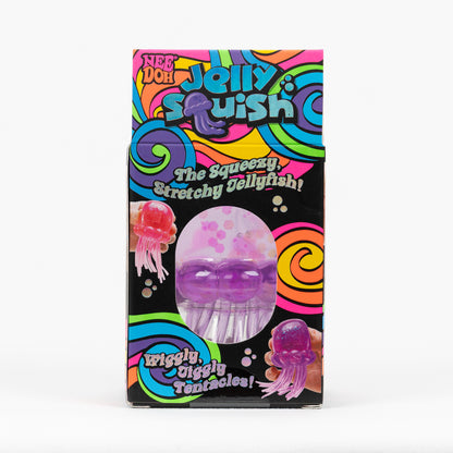 NeeDoh Jelly Squish Jellyfish, back panel with package artwork.