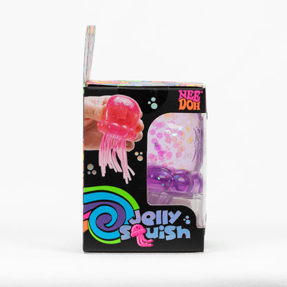 NeeDoh Jelly Squish Jellyfish, side panel of retail packaging.