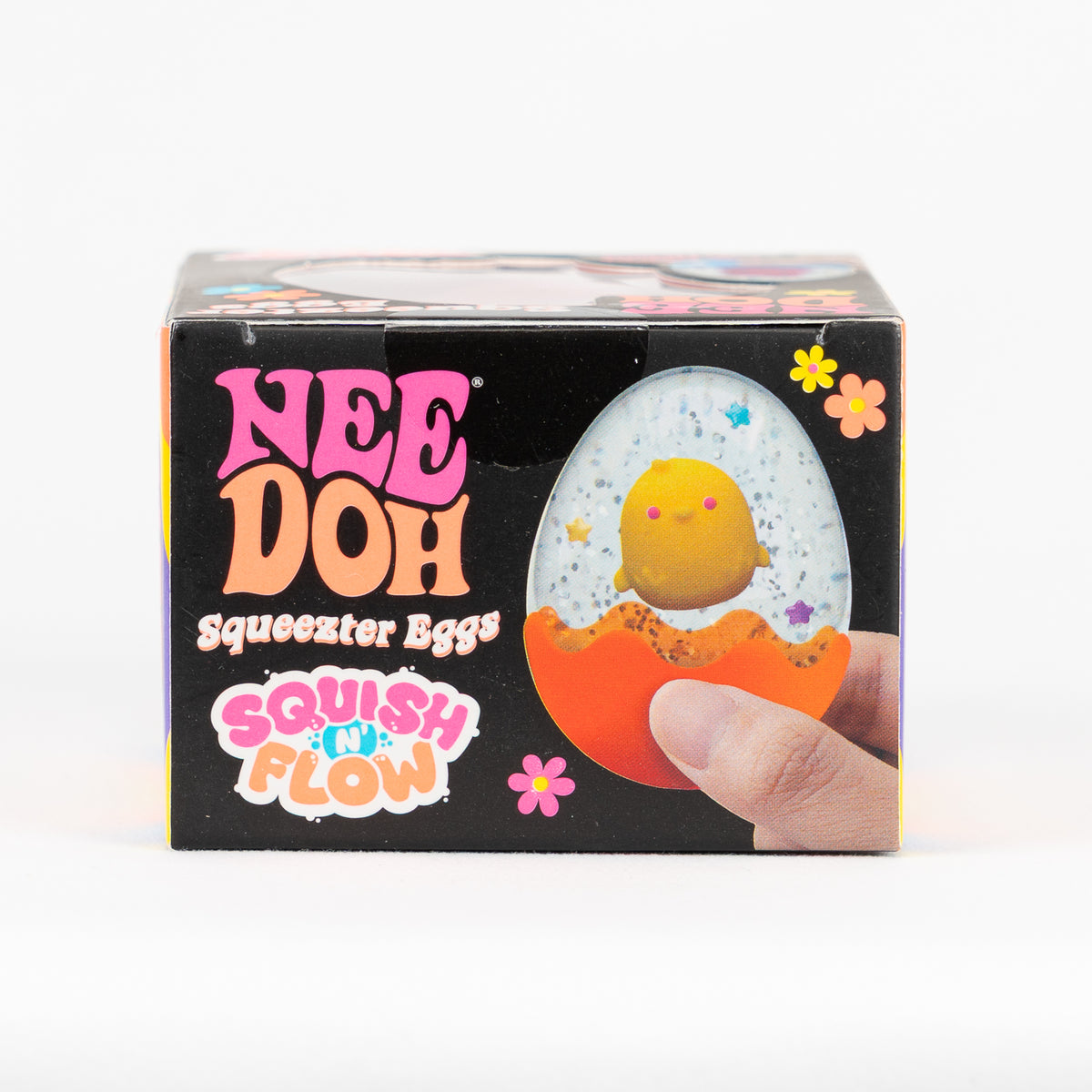 NeeDoh Squeezter Eggs, package artwork panel.